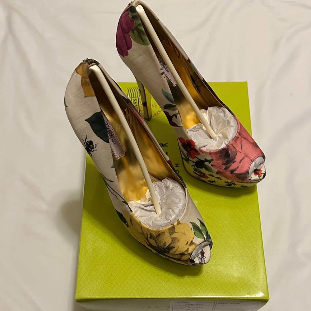Ted Baker Floral Peep-Toe Heels